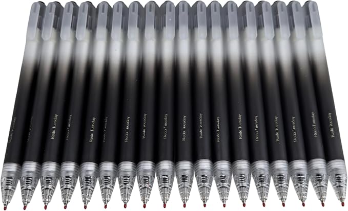 Fengtaiyuan Retractable Gel Pens, 0.5mm Bullet Point Fast Drying Black Ink, Frosted Gradient Triangular Ergonomic Barrel Writing Pens for School Exam Office Note Taking [Pack of 18]