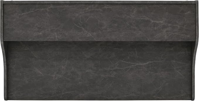 Calico Designs Woodford 45” Wide Modern, Secretary, Writing, Desk with Low Storage Hutch and Whtie Metal Tapered Legs in Marbled Dark Grey, White