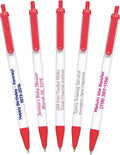 911PENS USA Made, Personalized Writing Ink Ballpoint Novelty Pens, Custom Printed with Your Logo & Text (Pack of 1,000 White Pens with Red Trim)