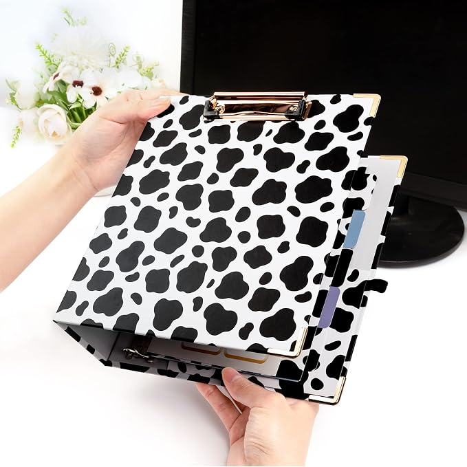 EYROZILL Mini 3 Ring Binder, 5.5" x 8.5", 2 Inch, Cow Print