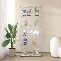 Frameless Glass Display Cabinet, Curio Cabinet Display Case with Lock and 2 Doors, Quick-Install Floor Standing Large Showcase Display Shelf for Collectibles, Legos, Figures, Plants
