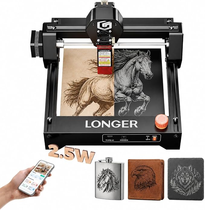 LONGER RAY5 Laser Engraver, 2500mW Compact Precision Engraving Machine