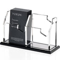 YUXUN Business Card Holder for Desk Vertical 1 Tier 2 Slot ,Black Acrylic Business Card Display Stand for Men & Women,Desktop Business Card Organizer for Office Home Exhibition, 100 Card Capacity