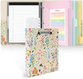 SKYDUE 1 Inch 3-Ring Binder with Clipboard, PU Aesthetic Binder with 5 Dividers, Notepad, Stickers & Pockets for Work and School (Letter Size)
