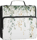 Green Sage Leaves 3 Ring Binder Bag 1.5 inch Binder Organizer with Zipper Shoulder Strap 500 Sheet Documents Storage for School Office