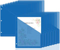 gisgfim 48 Pack Binder Pockets for 3 Ring Clear Pocket Divider Folders for 3 Hole Binders Sleeves Plastic Slash File Jacket for Office School Classroom Business Home Organizer, 9.25" x 11.22" (Blue)