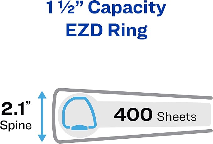 Avery Heavy-Duty Framed View 3-Ring Binder, 1.5" EZD Rings, 1 Navy Blue Binder (68059) (Pack of 2)