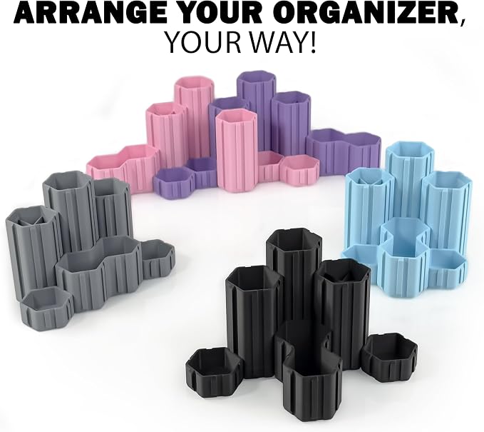 Glassboard Studio Hexaflex Organizer Set - Pen and Pencil Holder for Desk, Versatile Hexagon Design, Adjustable Dividers, 12 Color Options - Desk and Office Organization (Spring Green)