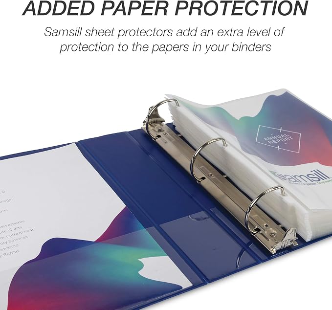 Samsill Durable 2 inch 3 Ring Binder, D Ring Binder, 100% Recycled Chipboard, Blue
