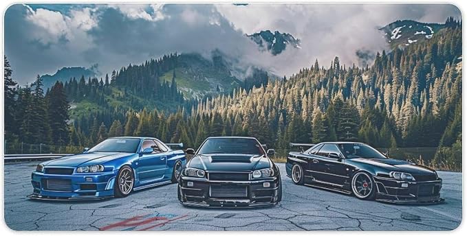 Car Large Mouse Pad Gaming R34 Sport Car Stance Mountain Landscape Desk Mat Big Mousepad Extended Keyboard Computer Pad Office Desk Organizers and Accessories 30x60cm, Style