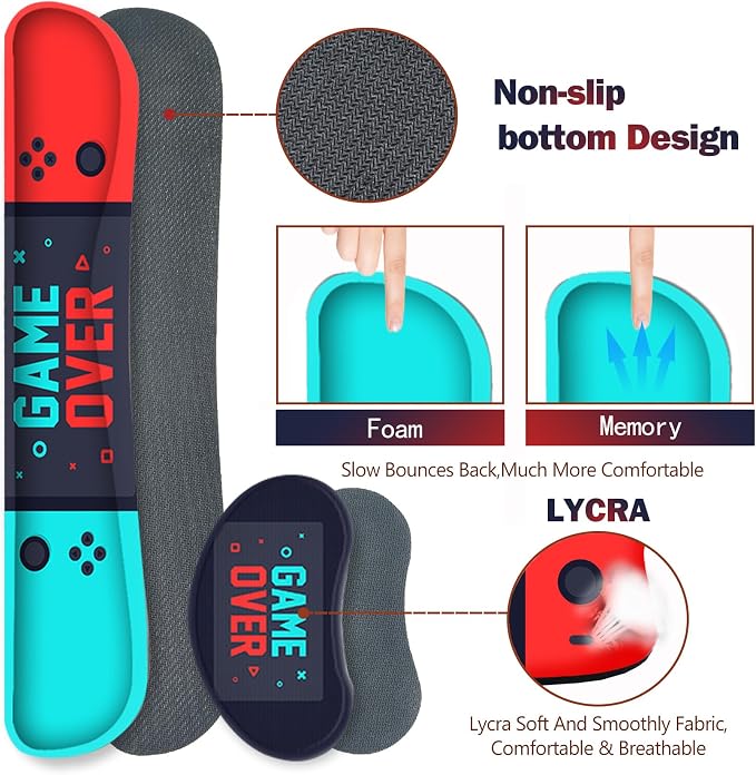Large Gaming Mouse Pad, Keyboard Wrist Rest Pad & Wrist Support Mousepad Set, Stitched Edge, Extended, Non-Slip Base, Memory Foam Desk Mat, Green Red Game Console