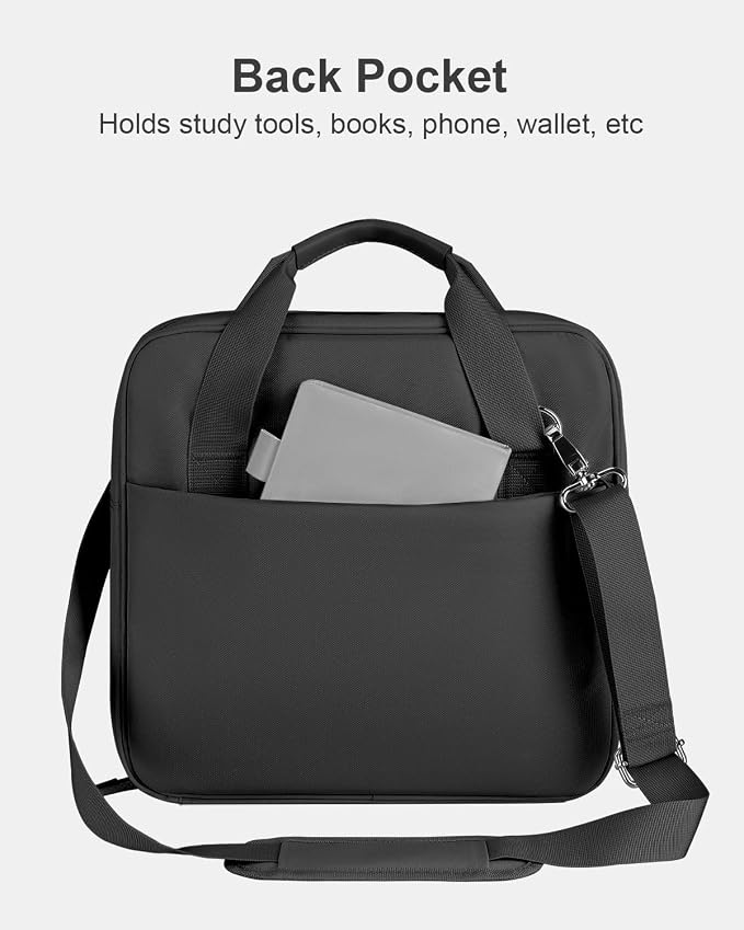 3 Inch Zipper Binder 3 Ring with Shoulder Strap & Multi-Pocket | Binder with Zipper Holds Up to 700 Sheets for Office School, Compatible with 13” MacBook Laptop ipad, Black