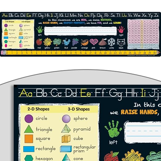 Really Good Stuff Chalkboard-Style K-2 Vinyl Desktop Helpers, Set of 24