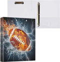 3 Ring Binder American Football Sport 1.5 Inch Three Ring Binder | Cute Binder with 3 Storage Pockets for Women School Office Supplies