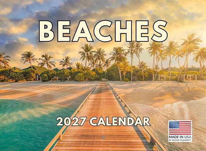 Beach Calendar 2027 Beaches Monthly Tropical Island Wall Ocean Calender 12 Month