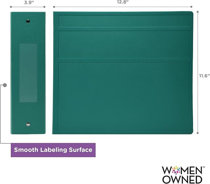 Carstens 4-Inch Heavy Duty 3-Ring Binder - Side Opening, Teal, Durable Plastic, Precision No-Gap Rings, Waterproof Cover, No Pockets, Holds 600 US Letter Sheets, BPA-Free, Made in USA (1847-3R)