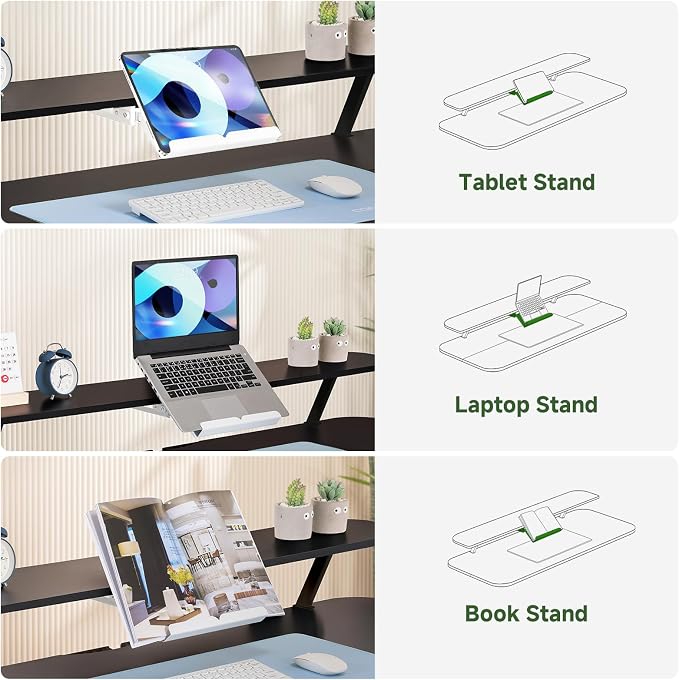 GTPLAYER Electric Standing Desk with Drawers, 48 x 24 Inches Height Adjustable Computer Desk with Monitor Stand, Laptop Stand, Sit Stand up Desk with Memory Preset for Home, Office, Black