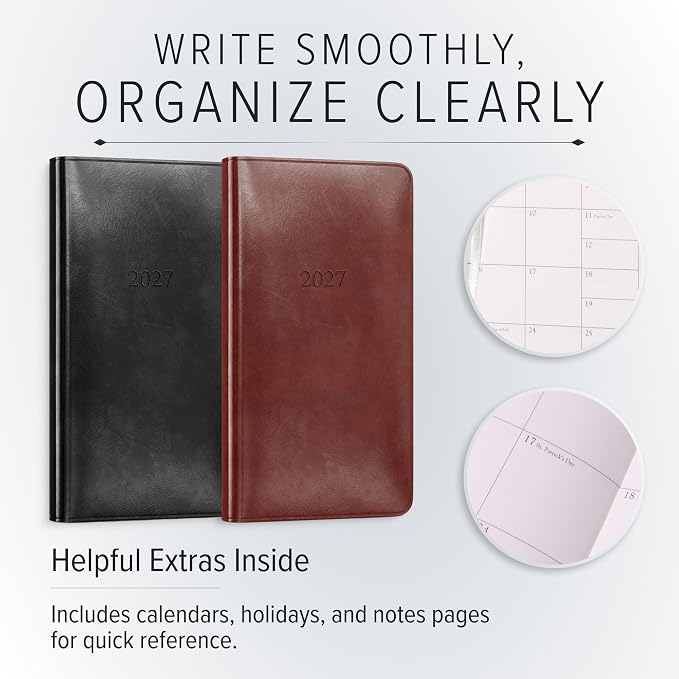 Gallery Leather Pocket Monthly Planner 2026-2027 Acadia Wild Rose