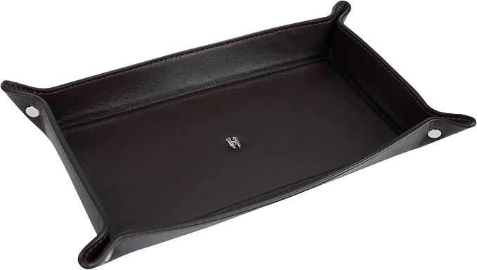 3-Pc Premium Full-Grain Leather Desk Organizer Set | Mat, Pencil Case & Tray | Chic Decor Accessories | Gift for Christmas, Birthday & Anniversary, Brown