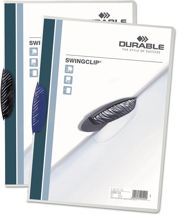 Durable Report Cover with SWINGCLIP Letter-Size 8.5" x 11" Inches - Holds Up to 30 Pages - Clear Cover and Dark Blue Border - Box of 25 | Holds Up to 30 Pages, Clear Cover, Dark Blue Border