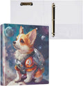 3 Ring Binder, Galaxy Space Dog File Folder Holds 200 Sheets File Storage for Women Men School Office Supplie