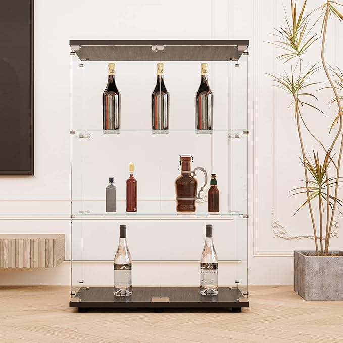 FLYMUHJIA Glass Display Corner Cabinets Storage with Doors Shoe Rack Liquor Curio Cabinet with Doors and Shelves Tool Whiskey Lockable Storage Bar Christmas Decorations(ND-b)…