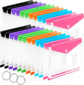 24 Pack Binder Folders with Pockets 11 Holes Expandable Dividers for 2/3/4 Ring Document Pouch with Label Loose-Leaf Transparent Binder Organizer for School Home Office(Side-Opening)