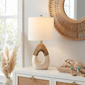 19” Boho Table Lamps Bedroom Living Room,Suitable for Small Space,Farmhouse Rattan Lamp Rustic Egg Design Resin Nightstand Bedside Lamps for Bedroom Living Room Office Study Rest Decor
