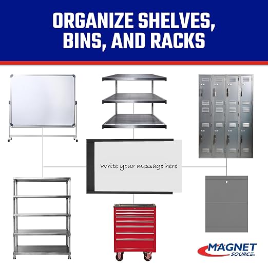 Master Magnetics Heavy-Duty Magnetic Labels - Magnetic Label Holders for a Metal File Cabinet, Shelf, Whiteboard - Fits Signs and Tags - 6" L x 2" H - Includes 35 Perforated Cards - 25-Pack
