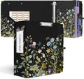 3 Ring Binder 3 Inch Ring, 2 Interior Pockets, 5 Tab Dividers, Low Profile Clipboard with Storage, Floral Cute Binder and Labels Stickers for School Office-Blue Florals-Wild Flower