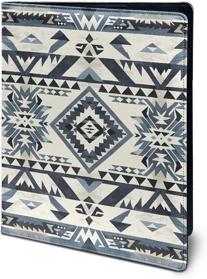 Dreaweet South Western Aztec Print Leahter Portfolio for Women Men Tribal Geometric Clipboard Folder Padfolio School Office Business Portfolio Folder for Interview/Conference Writing Notepad
