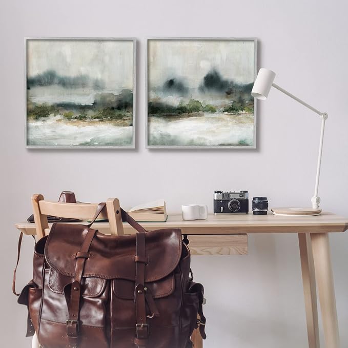 Somber Abstract Mountain Landscape, 24 x 24 Inch Framed Giclée Print Set | Stupell Industries · By Carol Robinson · Ready to hang · Modern decor for living room or office · Made in USA
