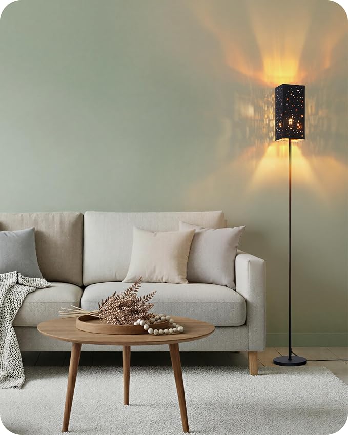 64.6" Floor Lamp, with Foot Switch, Standing Lamp with Sky Stars Design, Modern Freestanding Lamp (Bulb Not Included), for Living Room, Bedroom, Office, ETL Listed,Black Starry Sky AB07LD05