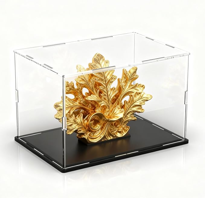 Large Acrylic Display Case, Clear Acrylic Display Box with Matte Base, Dustproof Collectible Storage Cases, DIY Easy Assembly Showcase for Figures, Models, Collectibles, 16 x 13 x 13 inch