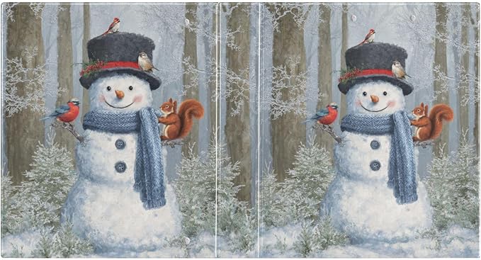 Woodland Animal and Cute Snowman Binder 3 Ring 1.5 Inch Binder with Clipboard&Pockets, Hardcover Binders Heavy Duty Large File Folder for Office School Supplies - Holds 200 Sheets, 2 PC