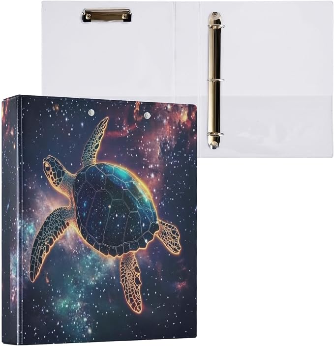 Turtle Galaxy Space 3 Ring Binder 1.5 Inch 1 Pack with 200 Sheet for Kids School Supplies Women Men Office