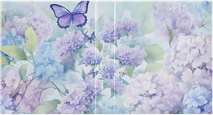 3 Ring Binder Purple Hydrangea Flower Butterfly 1.5 inch Binders Three Ring Binders with Clipboard Fit 8.5'' x 11'' Paper 3 Interior PVC Clear Pockets for Office Supplies