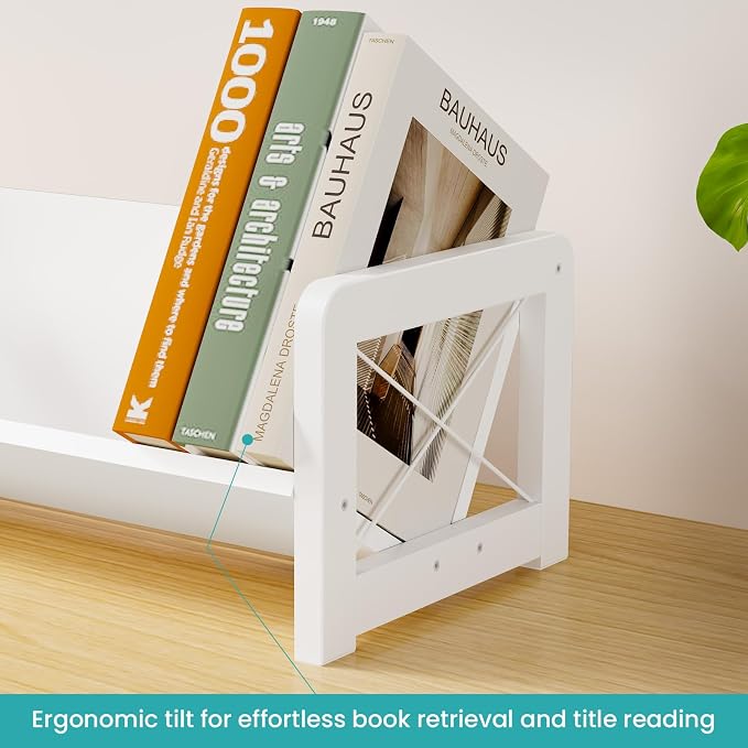 ELITEROO Mini Bookshelf for Desk, Desktop Bookcase, Single Cookbook Shelf, Tabletop Book Storage Rack, Tiny Book Organizer for Book Display & Storage, White