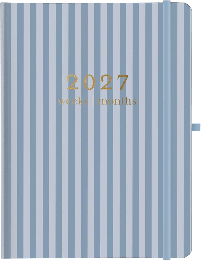 Graphique Stripes 18 Month Planner | July 2026 – Dec. 2027 | Hardbound Planner with Monthly Tabs | Holidays & Reminder Stickers 6 x 8