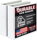 Samsill Durable 3 inch 3 Ring Binder, D Ring Binder,100% Recycled Chipboard, White, 2 Pack