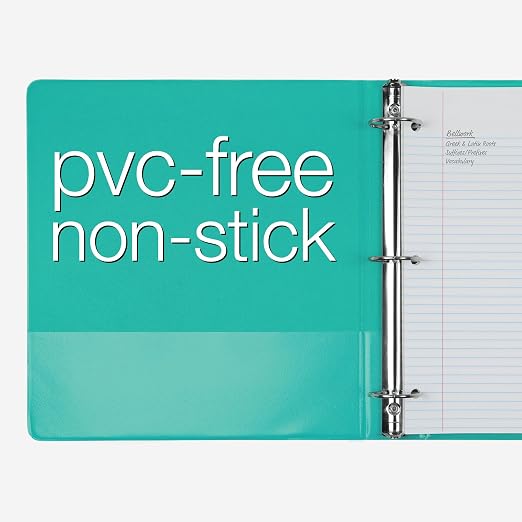 Cardinal 3 Ring Binders, Binders for School and Office, Durable 1.5 Inch, Holds 350 Sheets, ClearVue Presentation View, Non-Stick, Blue and Green Assortment, 6 Pack (1002480)