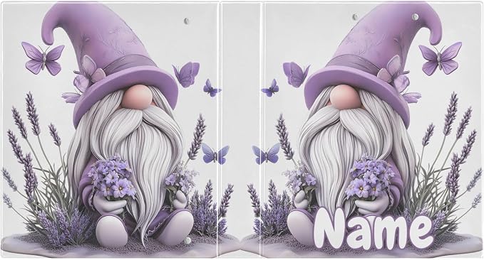 Custom 3 Ring Binder Gnome Purple Lavender Butterflies 1.5" Round Ring Binders Personalized Name View Binder with 200 Sheet for Kids School Supplies Women Men Office, 1 Pack