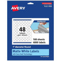 Avery® TrueBlock® Matte White Round Labels, Sure Feed® Technology, 1" Diameter, 4,800 Matte White Labels, Print-to-The-Edge, Laser/Inkjet Printable, Great for Product Merchandising Stickers