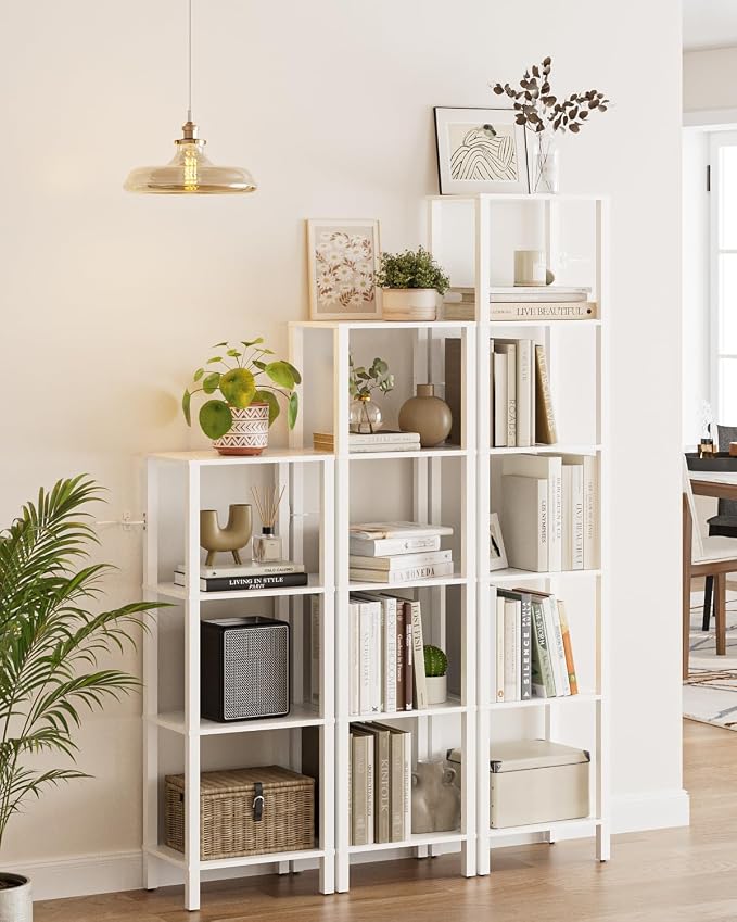 Open Book Shelf, 6 Tier Tall Bookshelf, Freestanding Shelf Narrow Bookcase with Open Shelves, 14.57" x 10.63" x 65.83", Book Shelves for Living Room, Office, Study, White