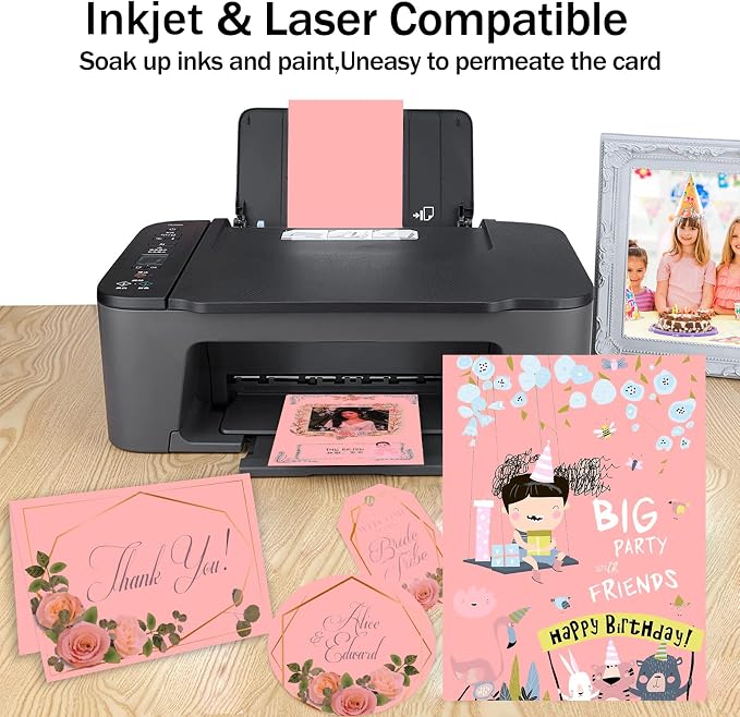 100 Sheets Pink Cardstock 8.5 x 11 65lb Paper | Goefun Pink Card Stock Printer Paper for Arts & Crafts, Presentations, Stationary Printing