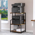 Arbuxzuy Printer Stand with Storage Shelf,3 Tier Printer Cart with Wheels,Mobile Printer Table for Home Office,Stands for Printer Heat Press Scanner Fax,Industrial Style (Brown)