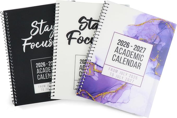RE-FOCUS THE CREATIVE OFFICE, 2026-2027 Academic Calendar, Monthly and Weekly Views with Time Slots, To-Do List (Purple)