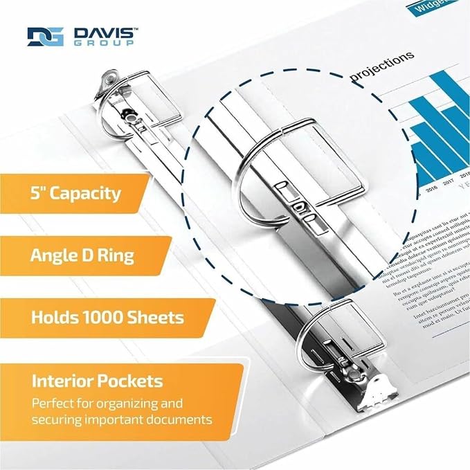 QuickFit View Binder, 3-Ring Binder for School or Office, D Ring, White, Single, 5 Inch