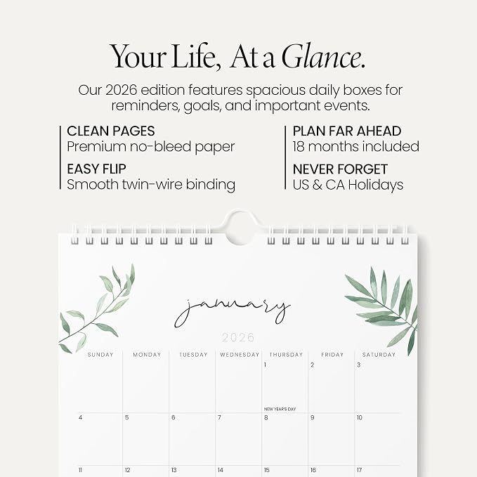 Karto Wall Calendar 2026 8.5x11 in - Greenery