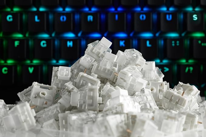 GLORIOUS Kailh Box White Mechanical Keyboard Switches: Clicky 120-Pack for Enhanced Gaming Experience - Perfect for High-Speed Typing